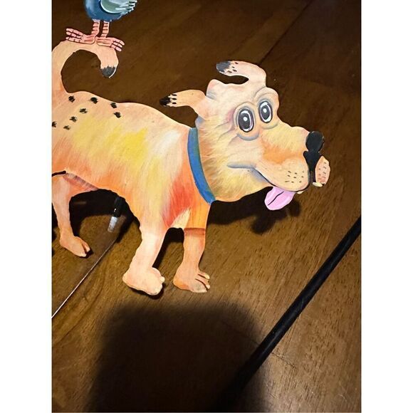 Vtg Bella Casa J Sumner Ganz Metal Garden Sign Sculpture Dog Bird Maggie New 7” - Picture 5 of 9